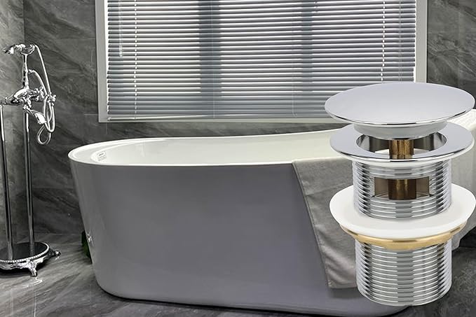 Chrome Freestanding Bathtub Drain Stopper, Compatible with Drain Kit