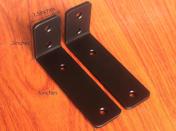12 Pack - L 5" x H 2" x W1.5, 5mm Thick Black L Shelf Bracket, Iron Shelf Brackets, Metal Shelf Brackets, Floating Shelf, Shelf Supports with Screws