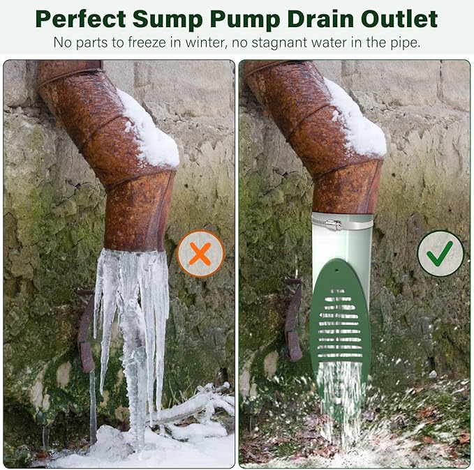 4 in. Green Angled Drainage Grate Yard Drain, Yard Drain Emitter for Sump Pump Discharge & Downspout Extensions, Protect Home Foundation & Reduce Stagnant Water, Compatible with 4-Inch Connections