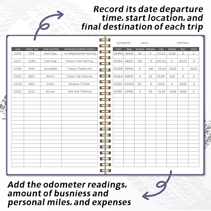 Auto Mileage Log Book for Personal or Business, Vehicle Maintenance Log Book for Car, Miles Log Book for Taxes, Car Mileage Log Book for Expense Rocord Notebook, 5.9"x 8.6"