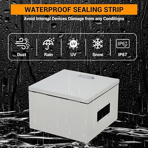 Outdoor Electrical Box, 12"x12"x8" NEMA 4X Steel Enclosure, IP67 Waterproof & Dustproof, Lockable Electrical Junction Box with Mounting Plate and 2 Keys, Indoor and Outdoor Use