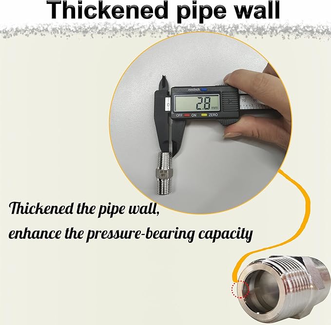 1/4" NPT Male Hex Nipple Pipe Fittings, 304 Stainless Steel 1/4 inch Threaded Pipe Adapter Fittings Equal Nipples Connectors, 4pcs Male Straight Connector Pipe Fitting