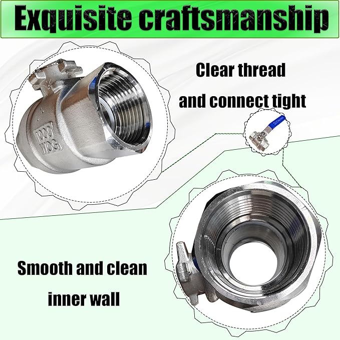 3/4 Inch Female NPT Ball Valve, 304 Stainless Steel Heavy Duty Full Port 3/4" Shut Off Valve for Water Oil Gas with Long Handle,1000 WOG (1pcs, 3/4" FNPT X FNPT)