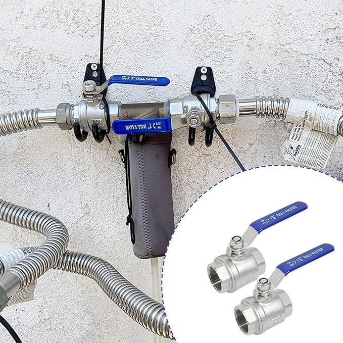YADIAN 2 Pack 1-1/2'' Ball Valve NPT Female Full Port 304 Stainless Steel 1-1/2 inch Ball Valve Heavy Duty Shut Off Valve for Water, Oil, and Gas with Blue Locking Handles, 1000 WOG