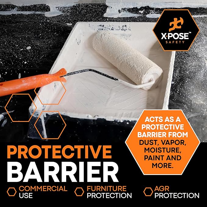 Xpose Safety Black Plastic Sheeting (Bulk Half Pallet 25 Pack) – 20' x 100' Rolls – Heavy Duty 6 Mil Poly Sheet – Waterproof, Dustproof, Vapor Barrier – for Construction, Painting, Industrial Use