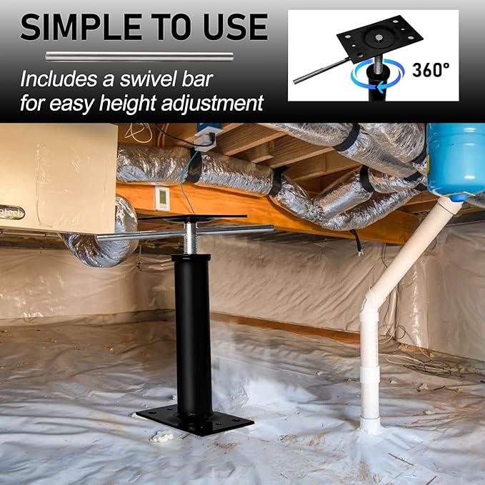 House Jacks for Leveling, 2 PCS Adjustable Jack Post 11"-16" Basement Floor Jack, Screw Floor Jack Post Supports Stabilizer Jacks for House Foundation, Stairs, Porches, Roof Beams