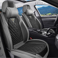 Car Seat Covers for Jaguar E-PACE 2018-2024,Breathable Nappa Leather Car Seat Protector,Front Seat Cover with Pillow Automotive Seat Cushion with Airbag Compatible(Front Seats,Gray-Black)