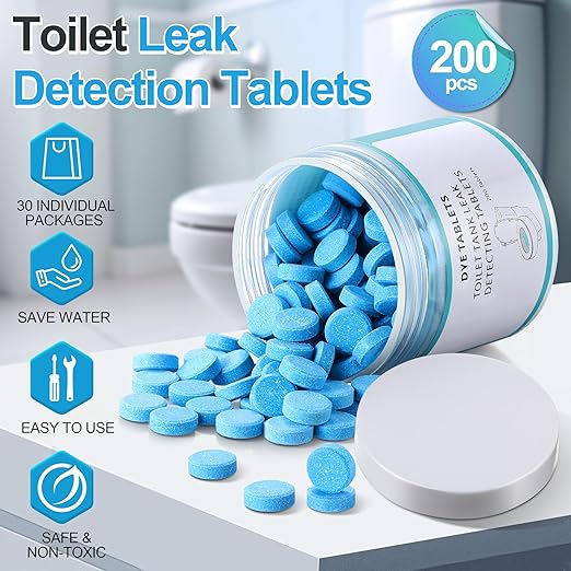 Demissle 200 Pcs Toilet Leak Detection Tablets, Blue Dye Tablets with Storage Bottle, Detect Silent Tank Leaks, Water Tracer Dye for Bathroom Toilets Detection