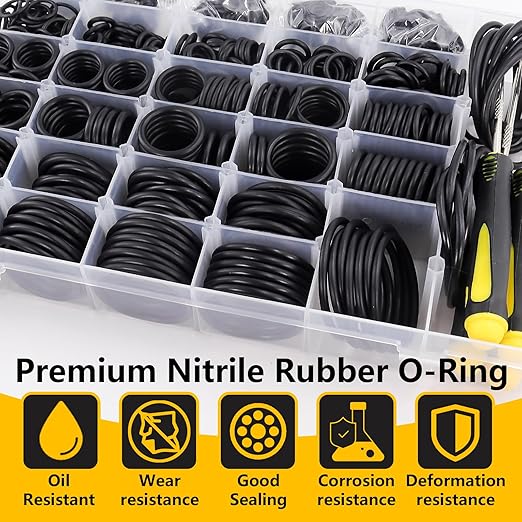 1086 SAE PCS O-Rings Assortment Kit with 4 Pick & Hook Tools - 32 Sizes Buna-N O Ring Set Compliant with AS568 Standards,Ensure Leak-Proof Seals for Hydraulic, Plumbing & Automotive Repairs
