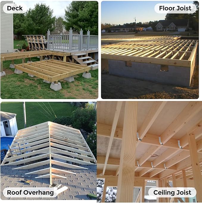50 Pcs 2x8 Joist Hangers,20 Gauge Metal Face Mount Joist Hangers, Lu28 Joist Hangers Galvanized, Hurricane Ties for Rafter, Rafter Brackets 2x8 for Deck,Floor,Roof Overhang and Ceiling Joist