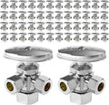 (Pack of 50) Seelink Multi-Turn Dual Outlet Angle Stop Valve, 1/2" NOM (5/8" OD) Inlet x 3/8" OD Outlet x 3/8" OD Outlet, Chrome Plated Brass