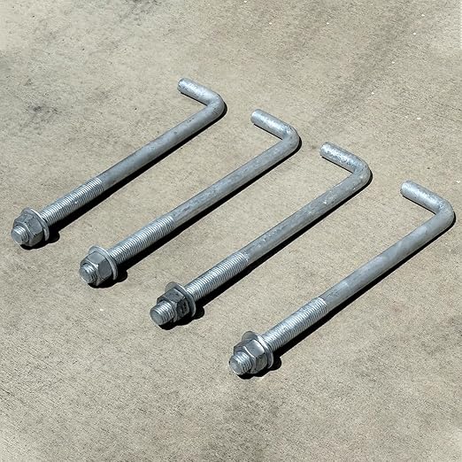 Sandbaggy 1" x 16" Threaded Concrete Anchor L-Bolts (Nuts & Washers Included) - Hot Dipped Galvanized - Sill Plate, Base Plate, Masonry, Wood, Cement Anchors, J Bolt (30, 1" x 16")