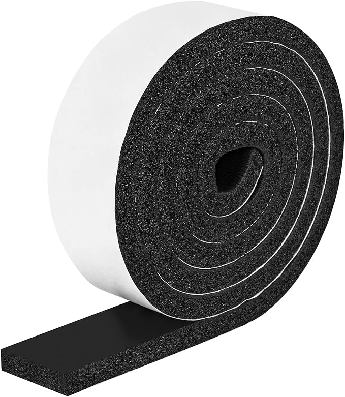 Foam Strips with Adhesive, 2 Inch Wide X 1/2 Inch Thick, Neoprene Weather Stripping High Density Foam Closed Cell Tape Seal for Doors and Windows Insulation, Total 6.5 Feet Long