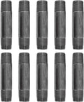 PIPE DÉCOR 1/2" x 3.5" Malleable Cast Iron Pipe Nipple, Pre Cut Connectors, Industrial Steel Grey Fits Standard Half Inch Black Threaded Pipes Nipples and Fittings, Vintage DIY Furniture, 10 Pack