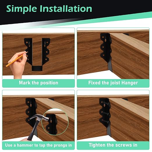 36Pcs 2"x 6" Joist Hanger,Q235B Steel Black Powder Coated Face Mount Joist Hangers ,Hurricane Ties for Rafters,Tie Brackets for Floor Deck and Ceiling Joists