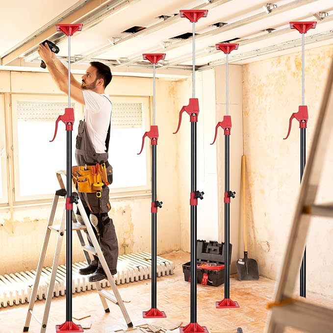 2PK Support Pole, 45 inch to114 inch Adjustable Third Hand Tool, Steel Telescopic Quick Support Rod with 78lbs Capacity for Cabinets Jack, Drywall Lift & Cargo Bars, 2Pack
