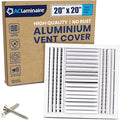 20x20 Inch (Duct Opening) Aluminum 4-Way Air Flow Vent – HVAC Vent Cover for Wall or Ceiling – Quiet HVAC Wall Register with Multi-Shutter Damper – Adjustable Curved Blade - Plastic Seal for Tight Fit