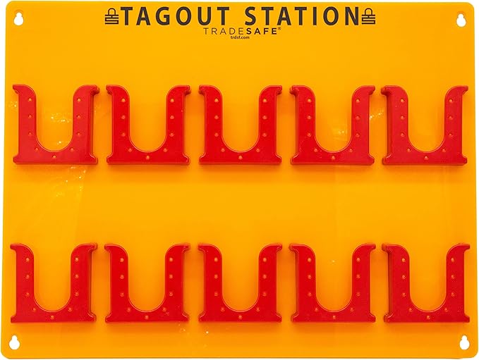 TRADESAFE Lockout Tagout Tags Station, Wall-Mountable Loto Tags Board, 10 Impact-Resistant Holders, Acrylic Lockout Tagout Board for Equipment Lock Out Tags
