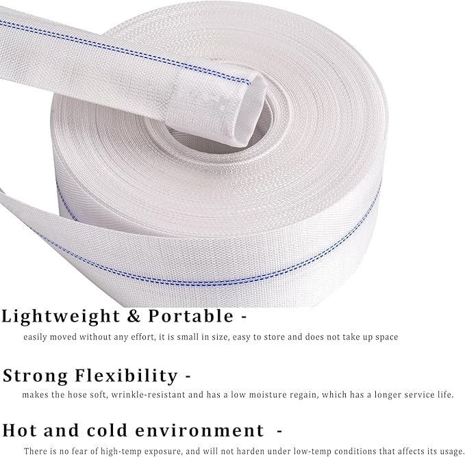 Pool Backwash Hose 1-1/2” × 100 ft Fiber Reinforced Discharge Hose General Purpose Flexible Lightweight Lay Flat Pump Drain Pipe Hose for Water Transfer (1.5in-100ft, Anti-abrasion)