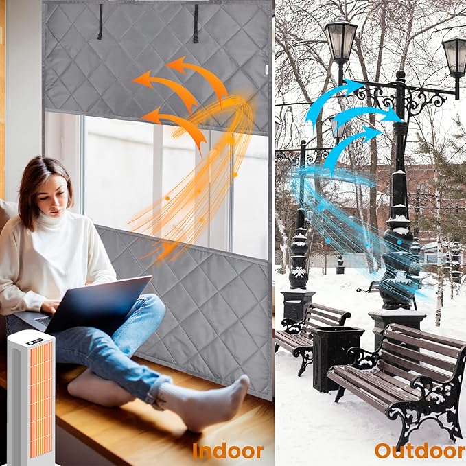 Window Insulation Cover Kit for Winter - 3 Layer 47"x63" Visible Thermal Insulated Windows Curtain with Kits for Winterizing, Large Oxford Cloth Window Cover Film with Heavy Cotton for Home Rv Door