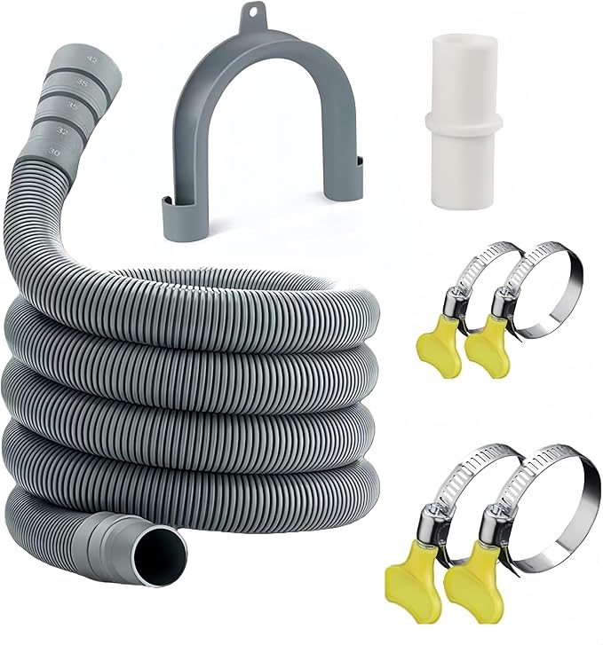 Universal Washing Machine Drain Hose Kit, 10FT Extra Long with U-Bend Bracket & 4 Clamps, for Washer Dishwasher Dehumidifier Sink RV