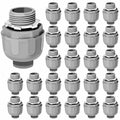 1/2 Liquid Tight Connector - 25 Pack Liquid Tight Conduit 180 Degree PVC Electrical Conduit Fitting Non Metallic Straight Flexible Conduit Connectors for Indoor Outdoor Home, Kitchen, and Bathroom