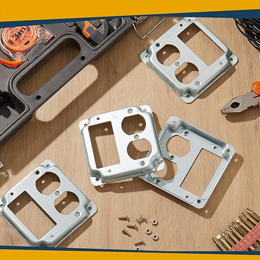 8 Set 4 × 4" Electrical Junction Box with Cover Electrical Metal Outlet Box, 21.0 Cu. in. Capacity Receptacle Exposed Work Cover, 1-1/2'' Deep (1 Gfci and 1 Duplex)