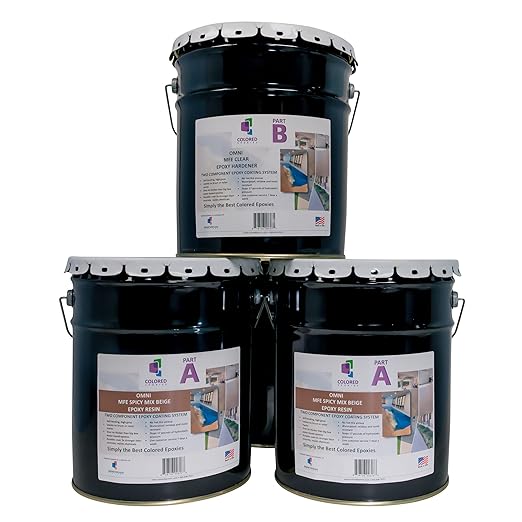 Colored Epoxies Spicy Mix Beige Epoxy Resin Coating Made with Beautiful and Vibrant Pigments, 100% Solids, Concrete and Plywood. 15 Gallon