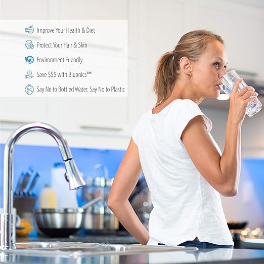 Bluonics 110W UV Ultraviolet Light Plus Sediment and Carbon Well Water Filter Purifier System with NPT 1" Ports, 24 GPM UV with 3 Filter Size 4.5” x 20" Filters