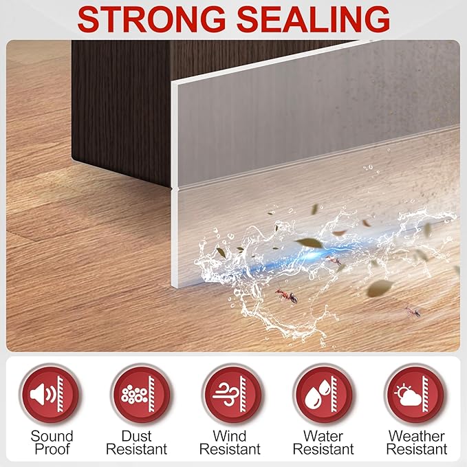 MYFAMIREA Door Weather Stripping 2IN (W) x 40FT (L) Door Draft Stopper Seal Tape Silicone Seal Strip Self Adhesive Shower Sweep Insulation Tape Side Bottom Strip for Sliding Glass Window Gap, Clear