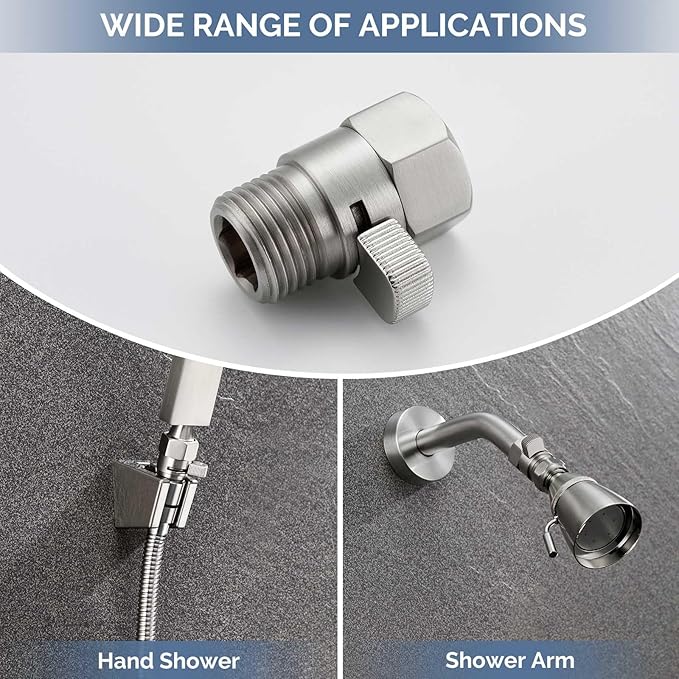 Water Flow Control Valve, Angle Simple Brass Shower Shut Off Valve, Flow Restrictor for Handheld Shower, Bidet Sprayer, Brushed Nickel