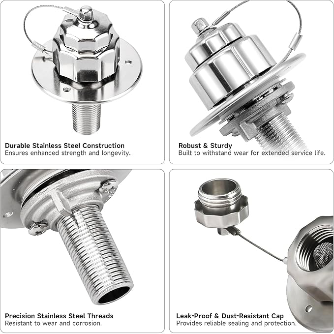 Stainless Steel RV Water Inlet with Quick Connector & 90-Degree Elbow, Leak-Free, Durable for RV, Camper, Boat, Motorhome, Easy Installation, Upgrade Replacement for Water Hookup