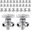 (Pack of 30) Seelink Multi-Turn Dual Outlet Angle Stop Valve, 1/2" Pex-a Expansion F1960 Pipe Inlet x (3/8 inch x 3/8 inch) Compression Outlets, Chrome Plated Brass