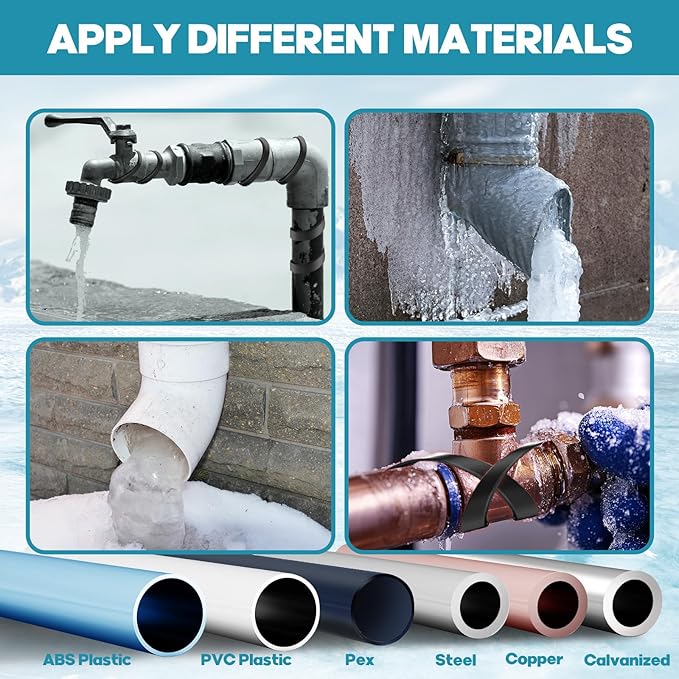 3FT-160FT Heat Tape for Water Pipes,Heating Cable for Pipe Freeze Protection,Water Pipe Insulation/Roof Snow De-Icing,Deicing Heating Cable,with Mounting Buckle (100FT)