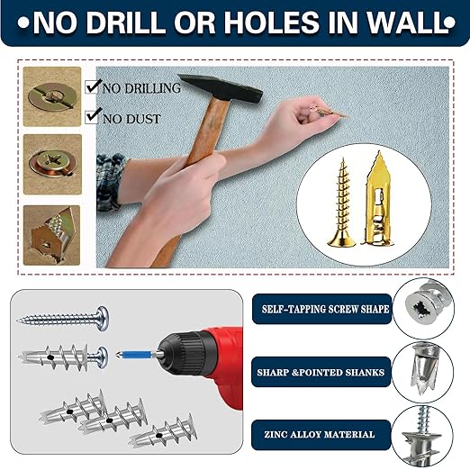 660PCS Self Drilling Drywall Anchors with Screws Kit,5-Sizes Metal Expansion Bolt for Dry Wall,330 PCS Sheetrock Anchors and 330 PCS Screws-No Drill Needed
