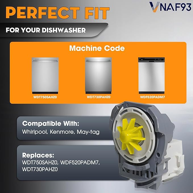 W10348269 WPW10348269 Drain Pump for whirlpool dishwasher drain pump, Fit for Kenmore Whirlpool may-tag Dishwasher WDT750SAHZ0, WDF520PADM7, WDT730PAHZ0 replaces W10084573, W10158351, W10348269