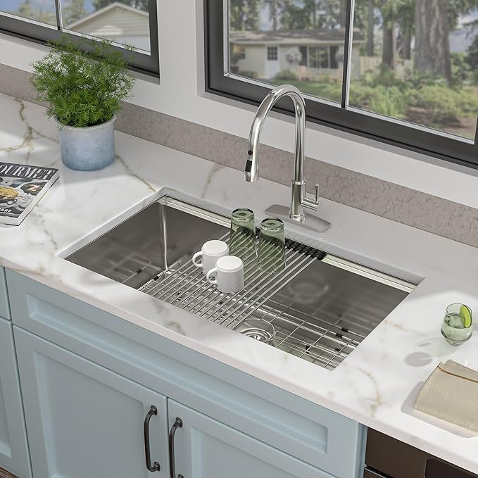 36 Undermount Kitchen Sink - Fulorni 36"x19" Kitchen Sink Ledge Workstation Under Counter 16 Gauge 304 Stainless Steel Large Single Bowl Basin