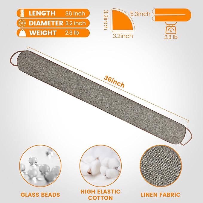 TORRAMI Under Door Draft Stoppers 36 Inch, Heavy Triangle Stop Draft Block Cold Air/Wind/Breeze Noise Blocker Door Sweeps Weather Stripping Bottom Seal Brown