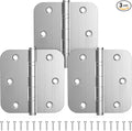 KOLET Ball Bearing Door Hinges, 3.5 Inches Door Hinges, 5/8'' Radius Corner Heavy Duty Stainless Steel Hinges, Smooth and Quiet, Non Removable Pin, Brushed Nickel, 3 Pack