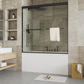 59" W x 60" H Single Sliding Shower Door - Bypass Space Saving Design with 1/4” Clear Tempered Glass & Aluminum Alloy Frame, Easy Installation & Reversible Hinges, Matte Black Finish