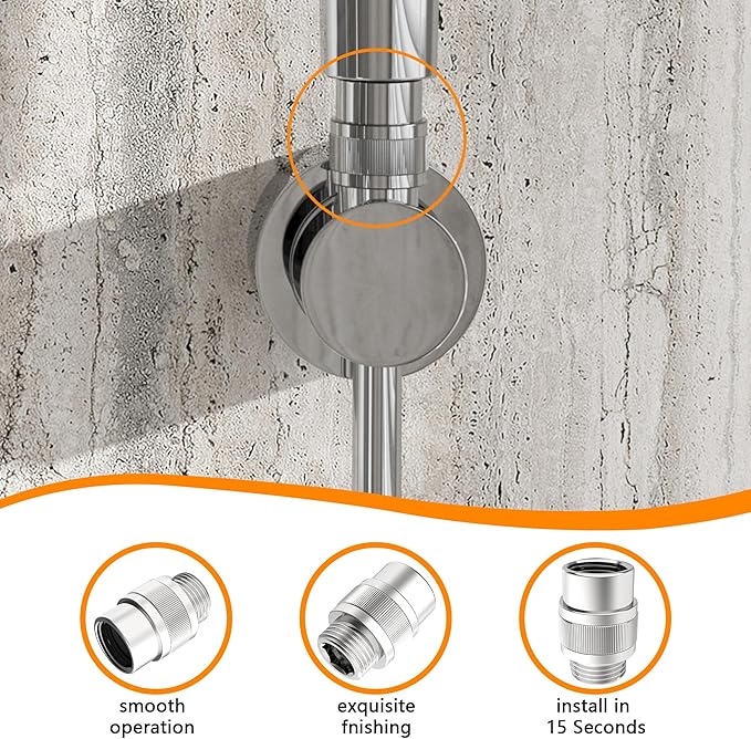 Shower Head Shut Off Valve G1/2'' Shower Flow Control Valve Brass Shut Off Valve for Handheld, Shower Arm or Bidet Sprayer(Chrome)