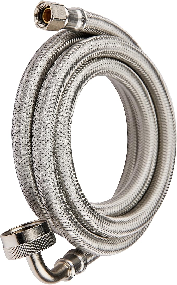 EFIELD Appliance Accessories Dishwasher Hose with 90 Degree FGH Elbow, 4 Feet Length,Water Supply Line, Premium Braided Stainless Steel,(HOSE010)