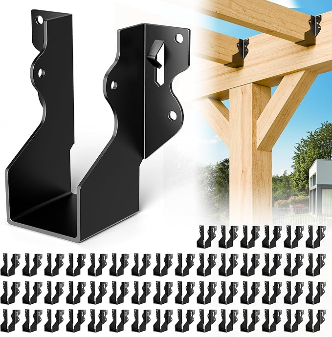 50 Pcs Black 2x4 Joist Hanger,LU24 18 Gauge Double Shear Face Mount Joist Hanger,Hurricane Ties for Rafters Tie Brackets Great for Floor Deck and Ceiling Joists