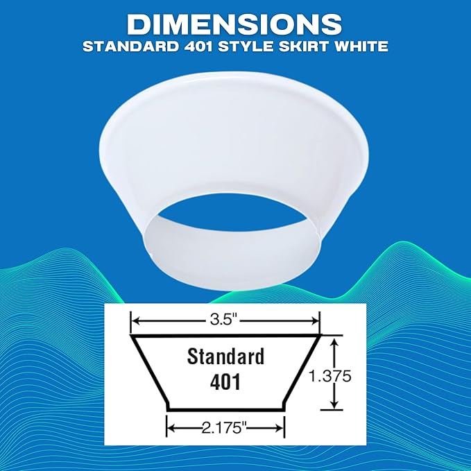 Fire Sprinkler Escutcheon Skirt, Standard 401 Style Escutcheon Pendant Skirt White, Works with Standard 401 Style Cup and Retrofit 2 Piece Cup, Fire Sprinkler Skirt - 4 PK
