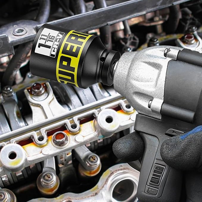7pcs 1/2" Drive Impact Socket Set, SAE Axle Nut Sockets,1-3/8" to 1-3/4" Thicker Jumbo Sockets, Socket Set, 6 Point, Cr-V, for Mechanics, Durable Professional Tool Kit