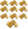 (10-Pack) PEX Fittings, Pex 3/4" x 1/2" Male Threaded NPT Elbow Adapter, Brass Crimp Fittings, for PEX Tubing Pipe Plumbing, ASTM F1807(PEX1807101)