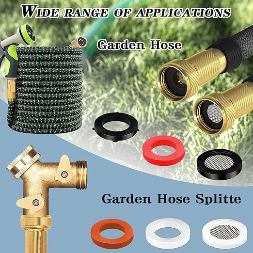 129 PCS Garden Hose Washers Shower Head Gaskets with Screen Filter,Silicone Rubber Washer for 3/4,1/2 Inch Water Fittings Plumbing Shower Hose Splitter Washing Machine Rv Faucet