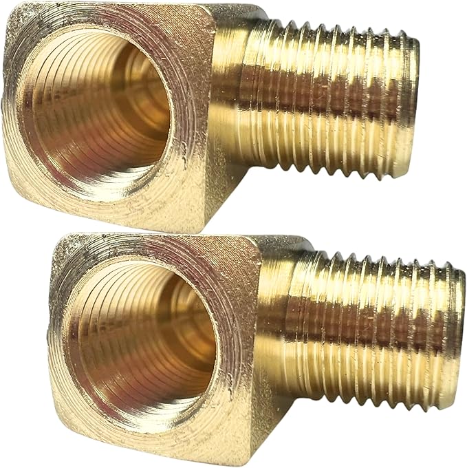 2pcs Brass 1/8" NPT Male x 1/8" NPT Female 90 Degree Forged Barstock Street Elbow Fittings Connection by CX WONDERLAND
