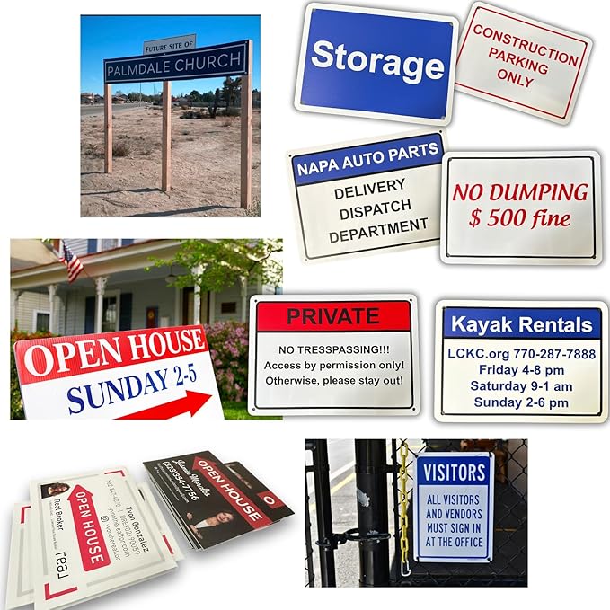 Custom Signs Outdoor Metal for Home Office Business, Personalized, Door, Porch, Delivery, Man Cave, Shop, Garage, Street. For Outside or Inside Use. Our Metal Signs Are UV Printed Solid Aluminum 10x7 inches, Header Box