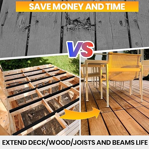 ADHES Deck Joist Tape 2 inch, 2" x 50' x 2 Rolls, Weather Resistance & Waterproof Butyl Joist Tape for Decking, Deck Flashing Tape, Ideal for Wood Decks Beams Roof, Outdoor Construction Use